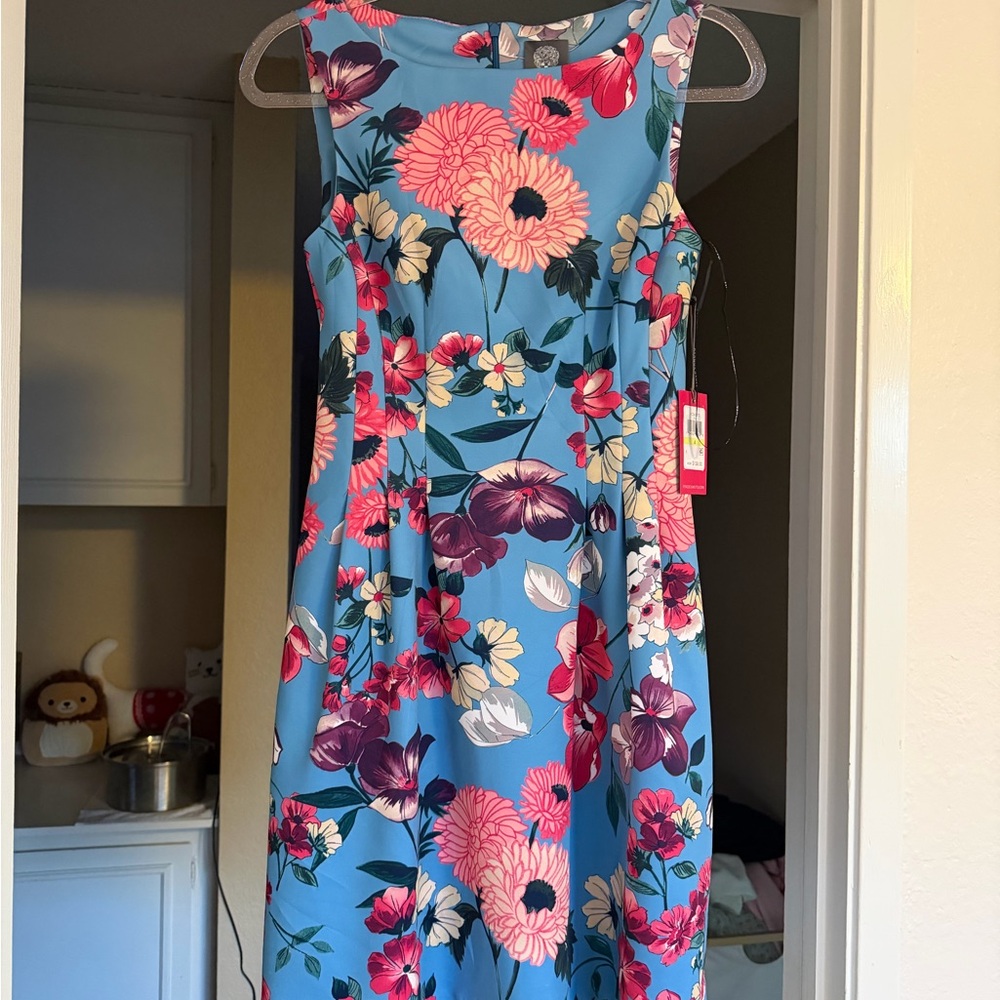 Vince Camuto Blue and Red Floral Dress